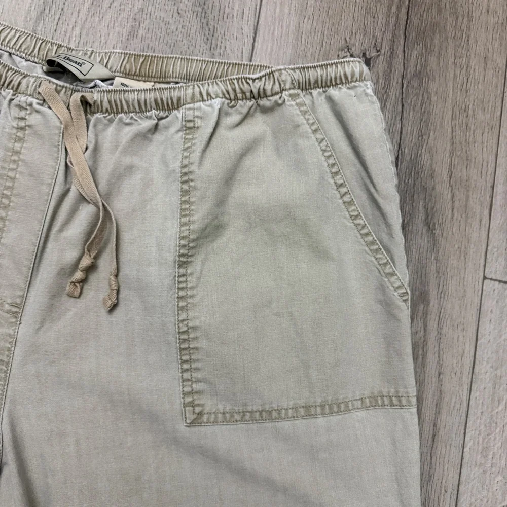 L.L.Bean Pants Womens‎ Large Tan Wide Leg Elastic Waist Drawstring Cotton